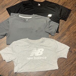 Set of 3: New Balance Black, Gray, and Light Gray T-Shirt Trio
